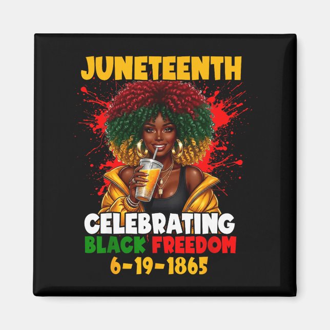 Juneteenth celebrating black freedom 1865 afro magnet (Front)