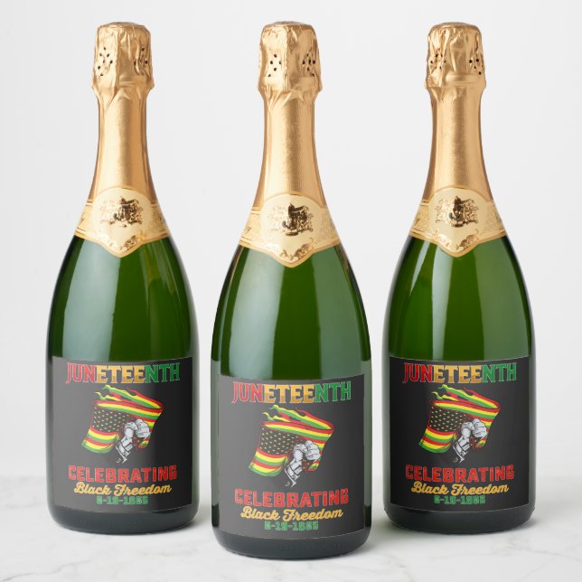 Juneteenth Celebrating Black Freedom 6 19 1865 Sparkling Wine Label (Bottles)
