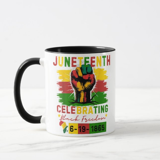 Juneteenth Celebrating Black Freedom Black History Mug (Left)