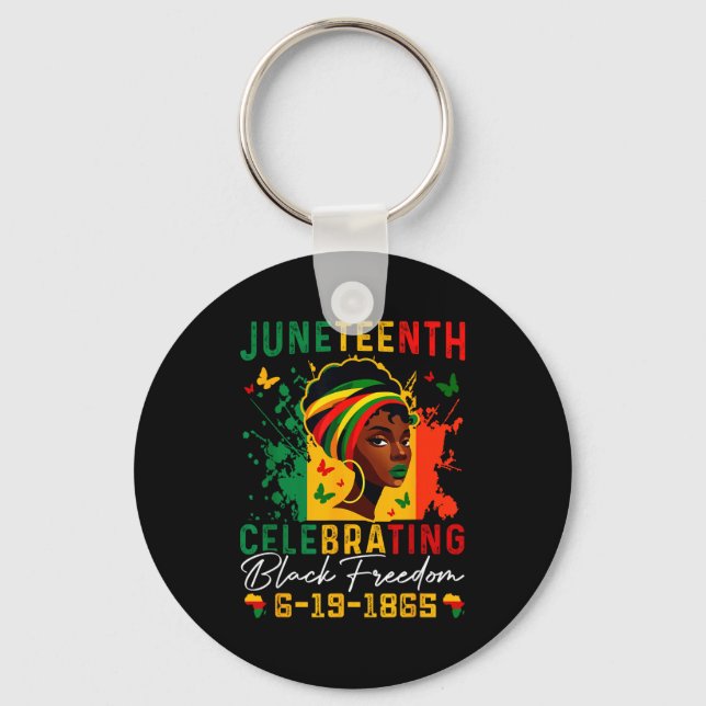 Juneteenth celebrating black freedom juneteenth key ring (Front)