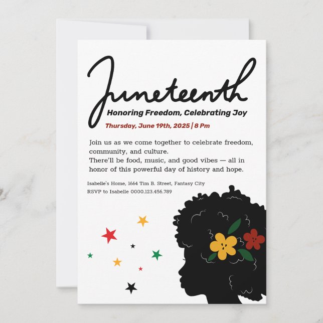 Juneteenth Celebration Invitation – Freedom & Joy (Front)