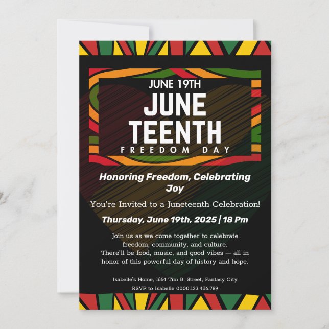 Juneteenth Celebration Invitation Honouring Freedo (Front)