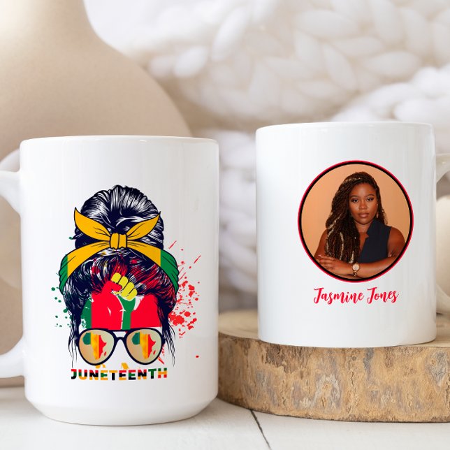 Juneteenth Celebration with Custom Name & Photo Coffee Mug (Creator Uploaded)