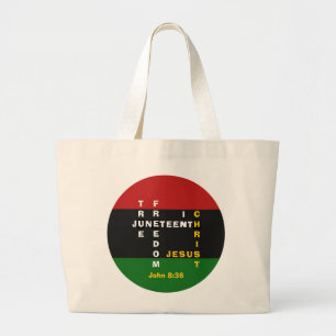 JUNETEENTH Christian Crossword Large Tote Bag