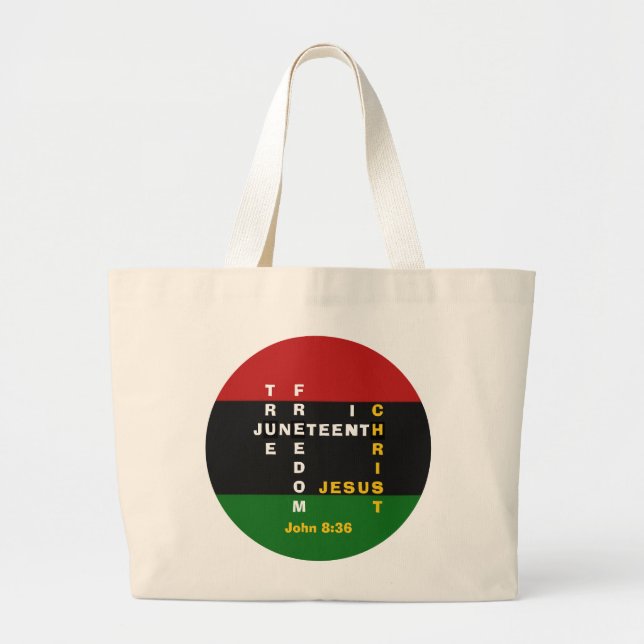 JUNETEENTH Christian Crossword Large Tote Bag (Front)