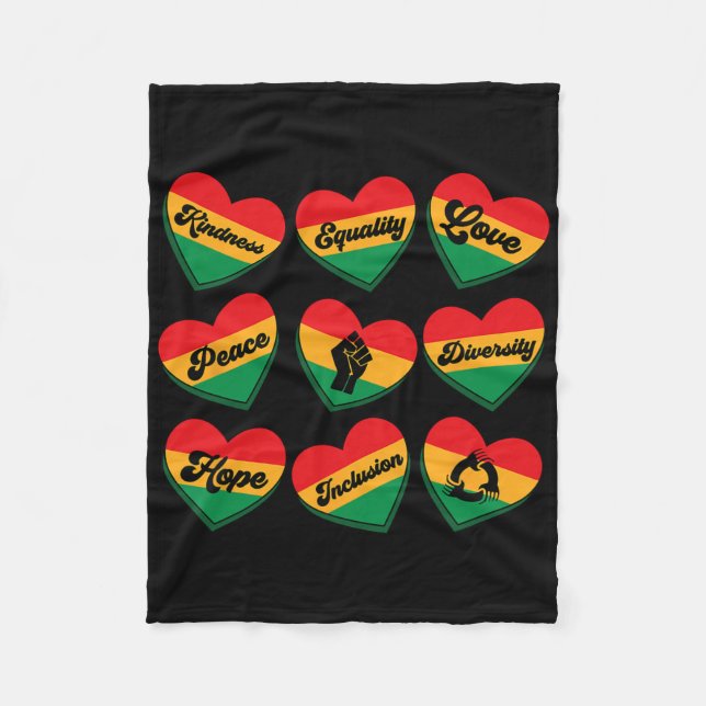 Juneteenth Conversation Heart Black Pride African  Fleece Blanket (Front)
