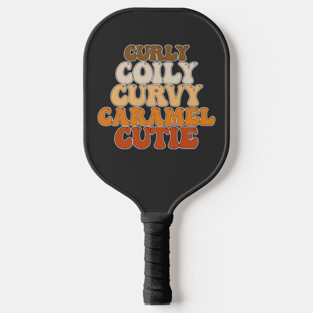 Juneteenth Curly Coily Curvy Caramel Cutie Pickleball Paddle (Front)