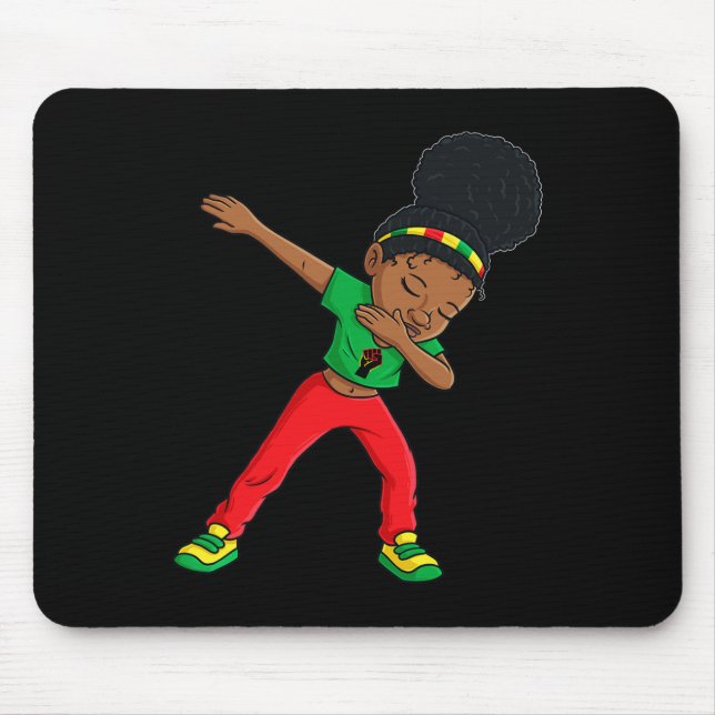 Juneteenth Dabbing Black Princess Cute Brown Skin  Mouse Mat (Front)