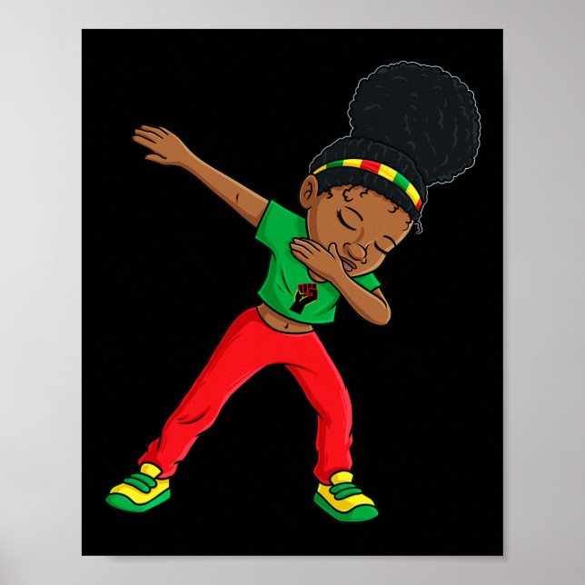 Juneteenth Dabbing Black Princess Cute Brown Skin  Poster (Front)