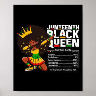 Juneteenth Dabbing Black Queen Nutritional Facts W Poster