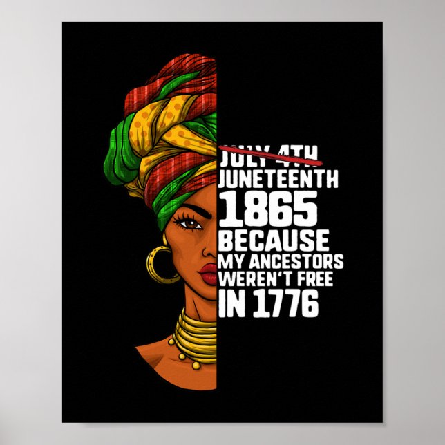 Juneteenth Day Ancestors Free 1776 July 4th Black  Poster (Front)