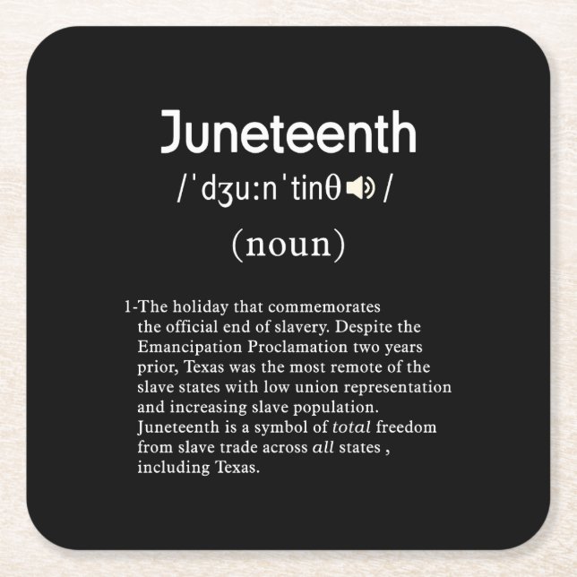 juneteenth definition square paper coaster (Front)