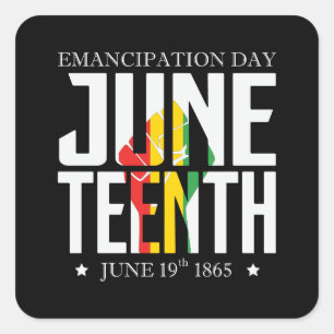 Juneteenth Emancipation Day Red Black Green Square Sticker