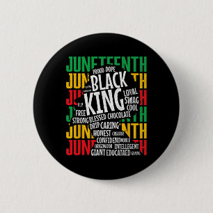 Juneteenth Fathers Day Proud Black King Afro Afric 6 Cm Round Badge