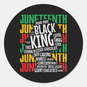 Juneteenth Fathers Day Proud Black King Afro Afric Classic Round Sticker