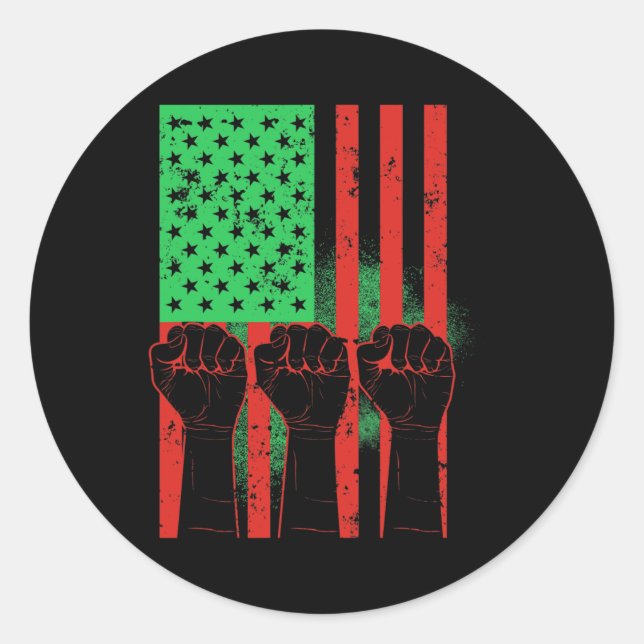 Juneteenth Fists Black African American Flag Pride Classic Round Sticker (Front)