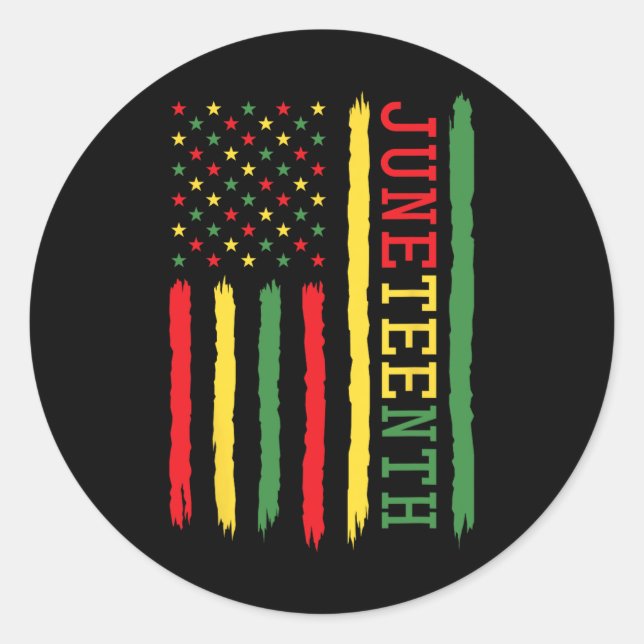 Juneteenth Flag Black Freedom 1865 1  Classic Round Sticker (Front)