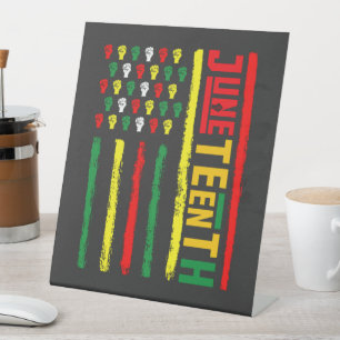 Juneteenth Flag Celebrating Black Freedom 1865 Pedestal Sign