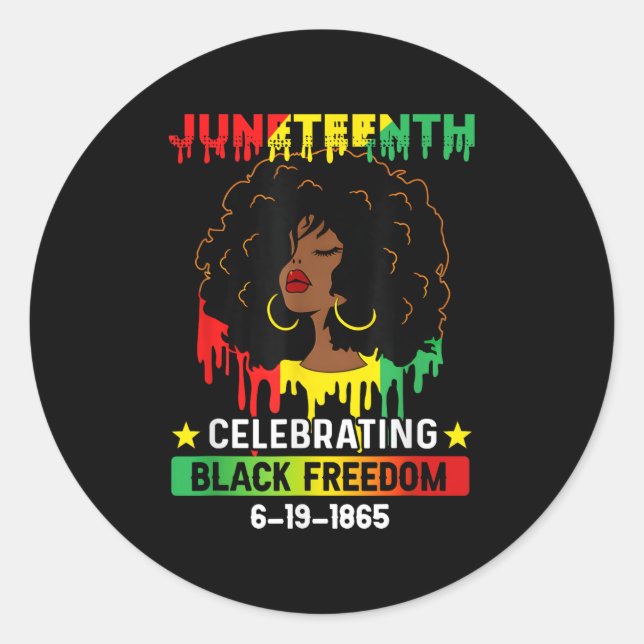 Juneteenth Flag Celebrating Black Freedom Juneteen Classic Round Sticker (Front)