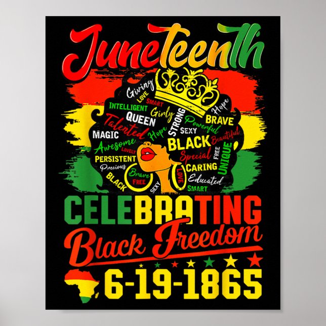 Juneteenth Flag Celebrating Black Freedom Juneteen Poster (Front)