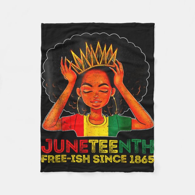 Juneteenth free-ish since 1865 black pride women fleece blanket (Front)