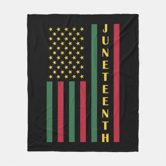 Juneteenth Freedom Celebration USA American Flag Fleece Blanket (Front)