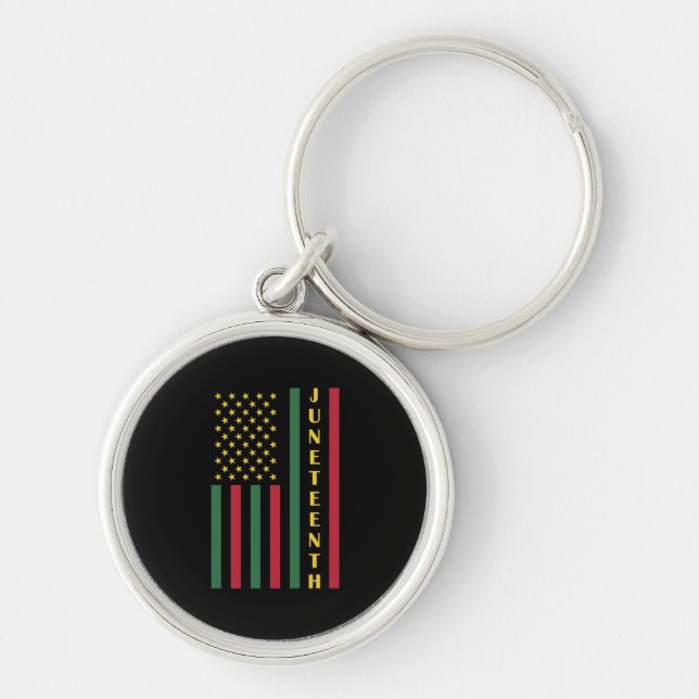 Juneteenth Freedom Celebration USA American Flag Key Ring (Front)
