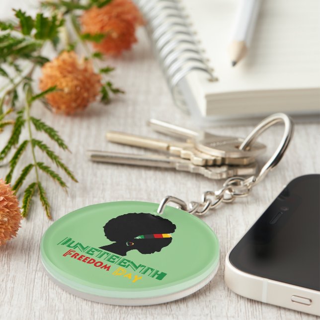 Juneteenth/ Freedom Day/Afro Girl  Key Ring (Front Right)
