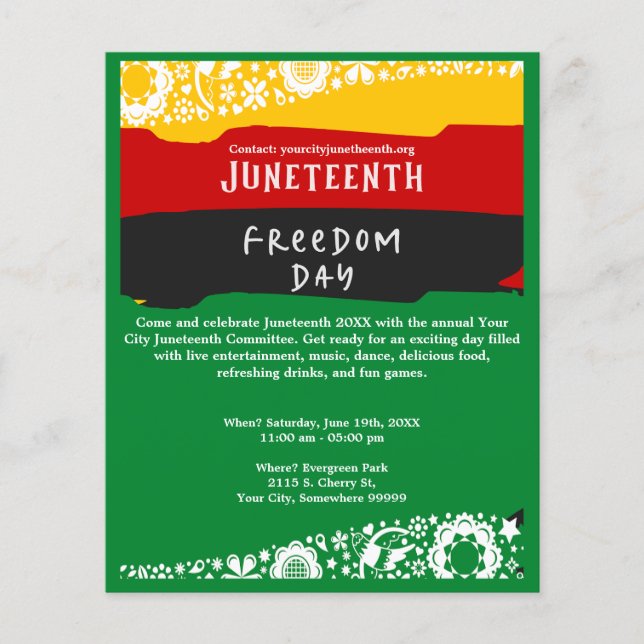 Juneteenth Freedom Day City Celebration Fancy Flag Flyer (Front)