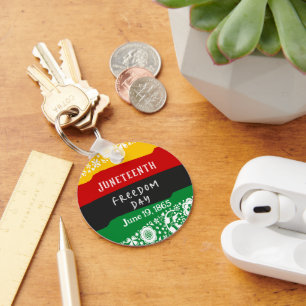 Juneteenth Freedom Day City Celebration Fancy Flag Key Ring
