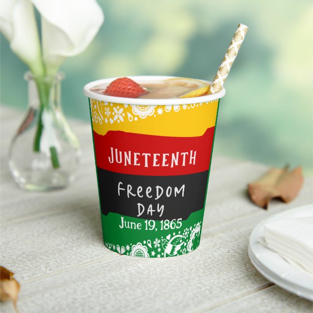 Juneteenth Freedom Day City Celebration Fancy Flag Paper Cups (Insitu)