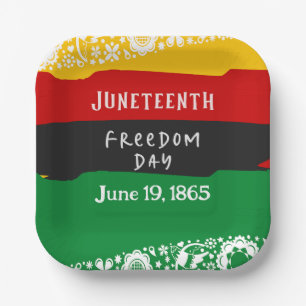 Juneteenth Freedom Day City Celebration Fancy Flag Paper Plate