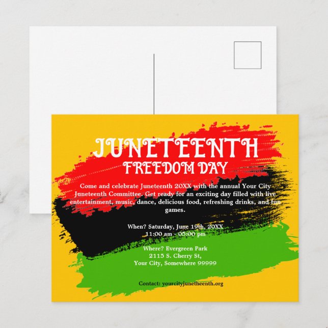 Juneteenth Freedom Day Flag Celebration Holiday Postcard (Front/Back)