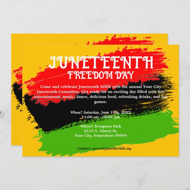 Juneteenth Freedom Day Flag Celebration Invitation (Front/Back)