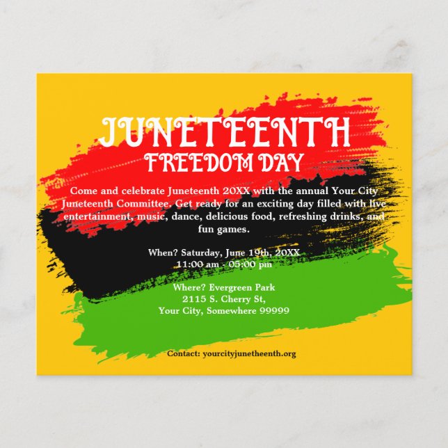 Juneteenth Freedom Day Flag Colours Celebration Flyer (Front)