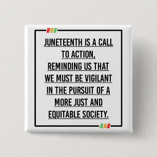 Juneteenth, Freedom of African American. 15 Cm Square Badge
