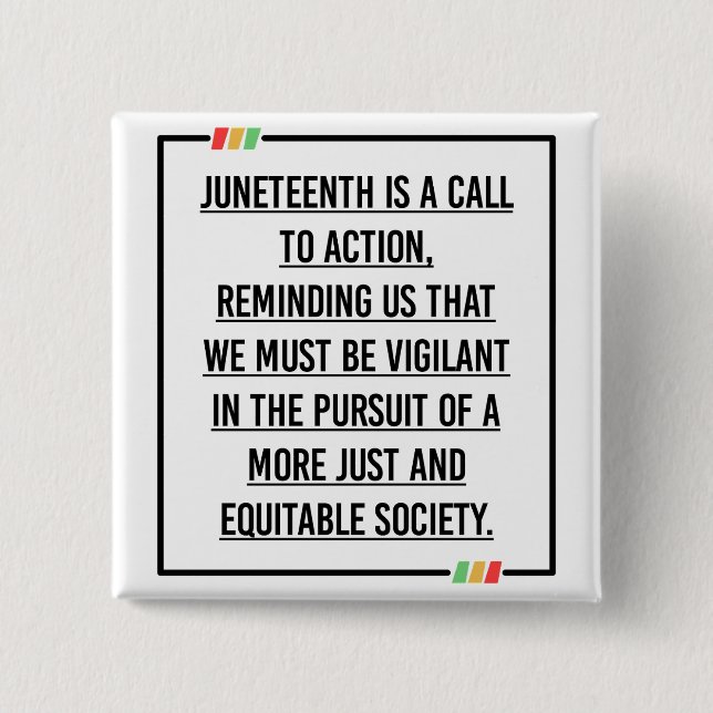 Juneteenth, Freedom of African American. 15 Cm Square Badge (Front)