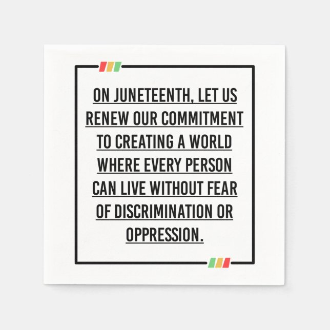 Juneteenth, Freedom of African American. Napkin (Front)