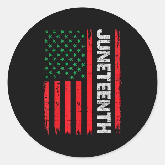 Juneteenth Freedom Usa Flag June 19th 1865 African Classic Round Sticker (Front)