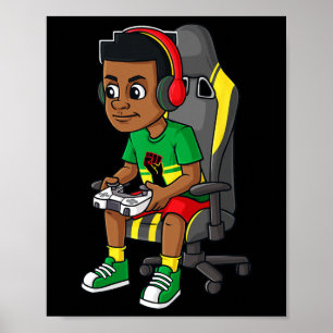 Juneteenth Gamer Fun Boys Kids Teens Gaming  Poster