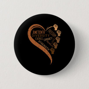 Juneteenth Heart Fists Black History Melanin Men W 6 Cm Round Badge