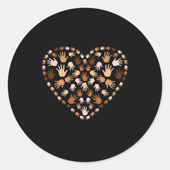Juneteenth Heart Support Black History Month Graph Classic Round Sticker (Front)