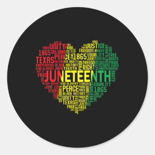 Juneteenth Heart Word Cloud Black Freedom Juneteen Classic Round Sticker