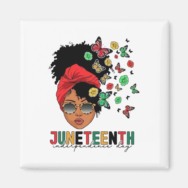 Juneteenth History Freedom Butterfly Melanie Black Magnet (Front)