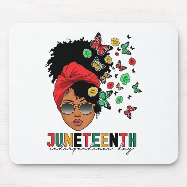 Juneteenth History Freedom Butterfly Melanie Black Mouse Mat (Front)