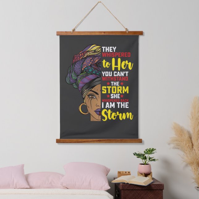 Juneteenth I Am The Storm Melanin Black Girl Hanging Tapestry (Bedroom)