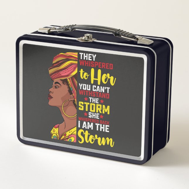Juneteenth I Am The Storm Melanin Black Girl Metal Lunch Box (Front)