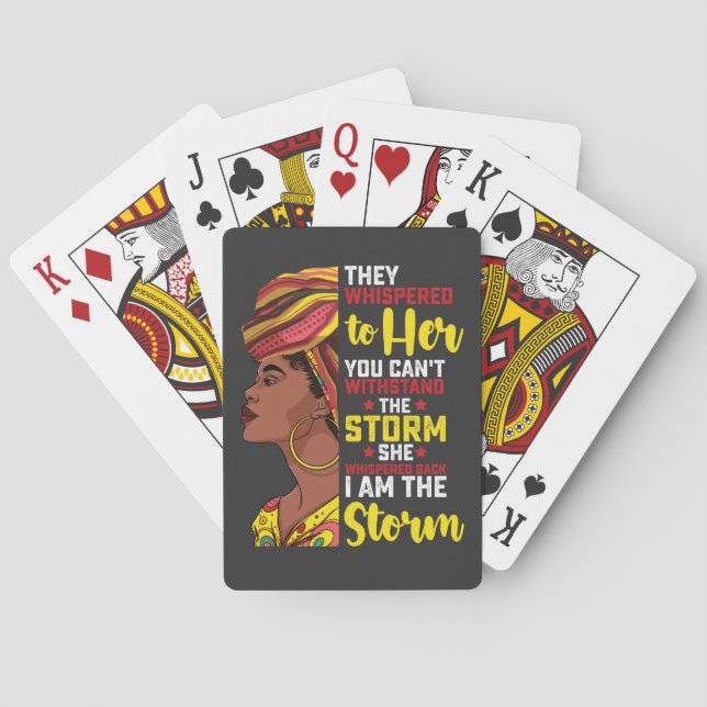 Juneteenth I Am The Storm Melanin Black Girl Playing Cards (Back)