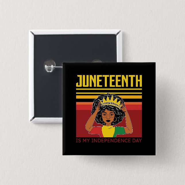 Juneteenth | Independence | Afro Woman 15 Cm Square Badge (Front & Back)