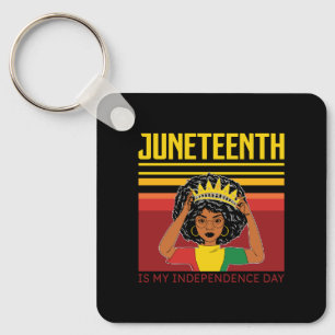 Juneteenth Independence Afro Woman Key Ring